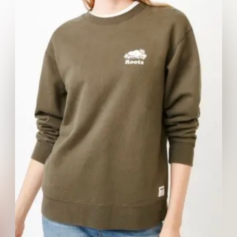 Roots Women's Oversized Olive Sweatshirt - Picture 3 of 6
